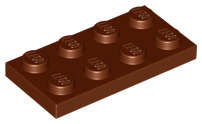 Lego (N) ~ Plate 2 x 4 ~ [Reddish Brown]