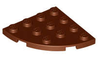 Lego (N) ~ Plate Round Corner 4 x 4 ~ [Reddish Brown]