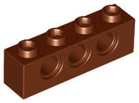 Lego (N) ~ Technic Brick 1 x 4 with Holes ~ [Reddish Brown]