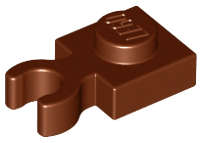 Lego (N) ~ Plate Modified 1 x 1 with Open O Clip Thick (Vertical Grip) ~ [Reddish Brown]