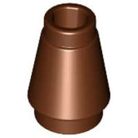 Lego (N) ~ Cone 1 x 1 with Top Groove ~ [Reddish Brown]
