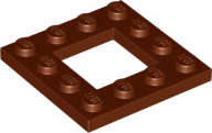 Lego (N) ~ Plate Modified 4 x 4 with 2 x 2 Open Center ~ [Reddish Brown]
