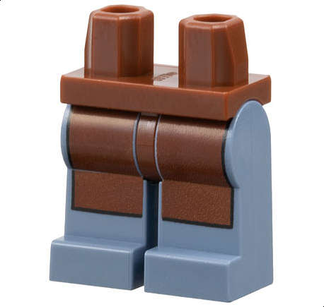 Lego (N) ~ Hips and Sand Blue Legs with Reddish Brown Apron with Straight Bottom  ~ [Reddish Brown]