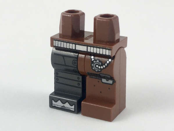 Lego NEW - Hips and 1 Reddish Brown Left Leg 1 Pearl Dark Gray Right Leg withCybe~ [Reddish Brown]