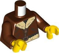 Lego (N) ~ Torso Aviator Bomber Jacket with Pockets Copper Zipper and Tan Fur Coll ~ [Reddish Brown]
