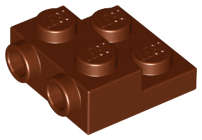 Lego (N) ~ Plate Modified 2 x 2 x 2/3 with 2 Studs on Side - Solid Bottom Tube ~ [Reddish Brown]