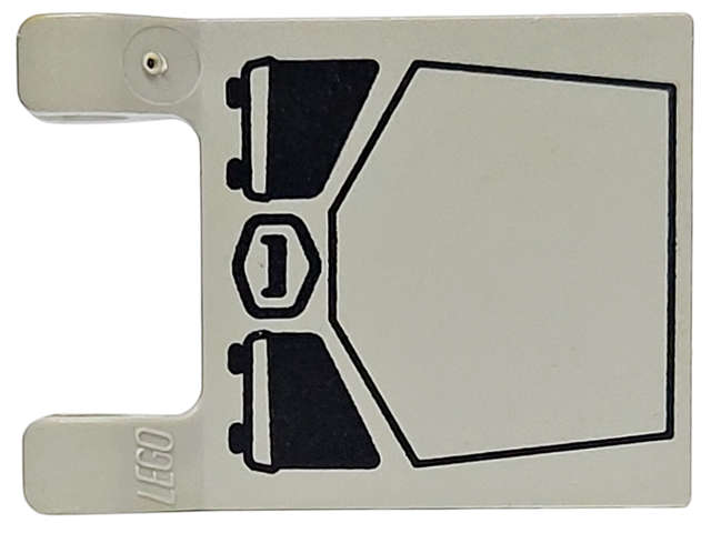 Lego (U) ~ Flag 2 x 2 Square with Flat Edge with Black SW MINI AT-ST Pattern ~ [Light Gray]