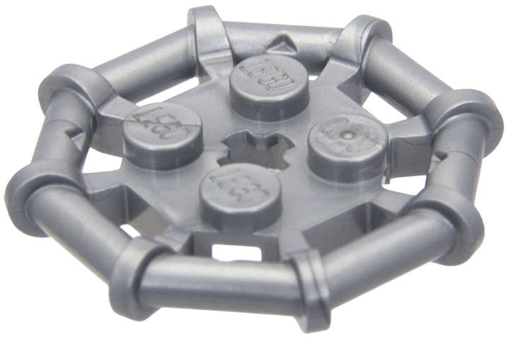 Lego (N) ~ Plate Modified 2 x 2 with Bar Frame Octagonal Reinforced Completely Roun ~ [Flat Silver]