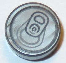 Lego (N) ~ Tile Round 1 x 1 with Soda Pop Can Top Pattern ~ [Flat Silver]