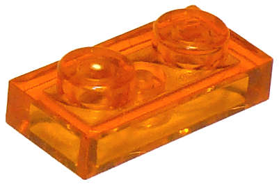 Lego (N) ~ Plate 1 x 2 ~ [Trans-Orange]