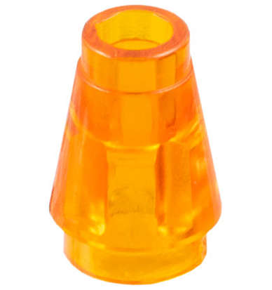 Lego (N) ~ Cone 1 x 1 with Top Groove ~ [Trans-Orange]