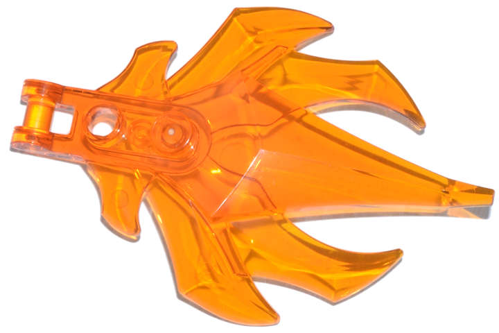 Lego (N) ~ Plant Leaves Angular with Bar Handle on End 7 Spikes ~ [Trans-Orange]