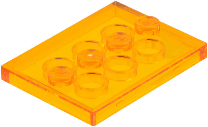 Lego (N) ~ Tile Modified 3 x 4 with 4 Studs in Center ~ [Trans-Orange]