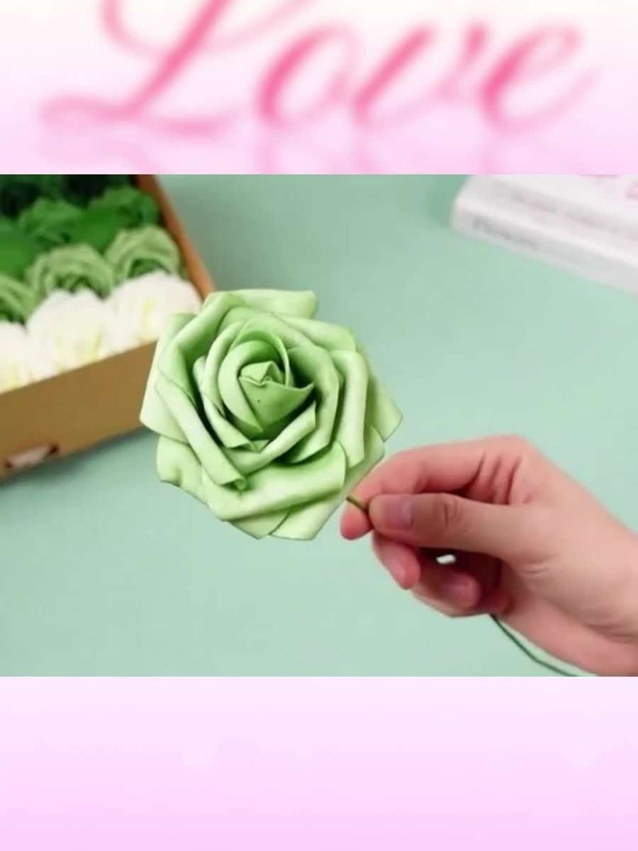 Wedding Supplies Color Green Gradient Large Rose 28Pcs