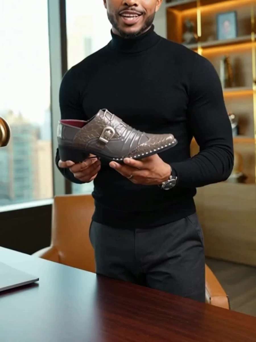 Mens Leather Shoes Color Grey Sizeuk 8