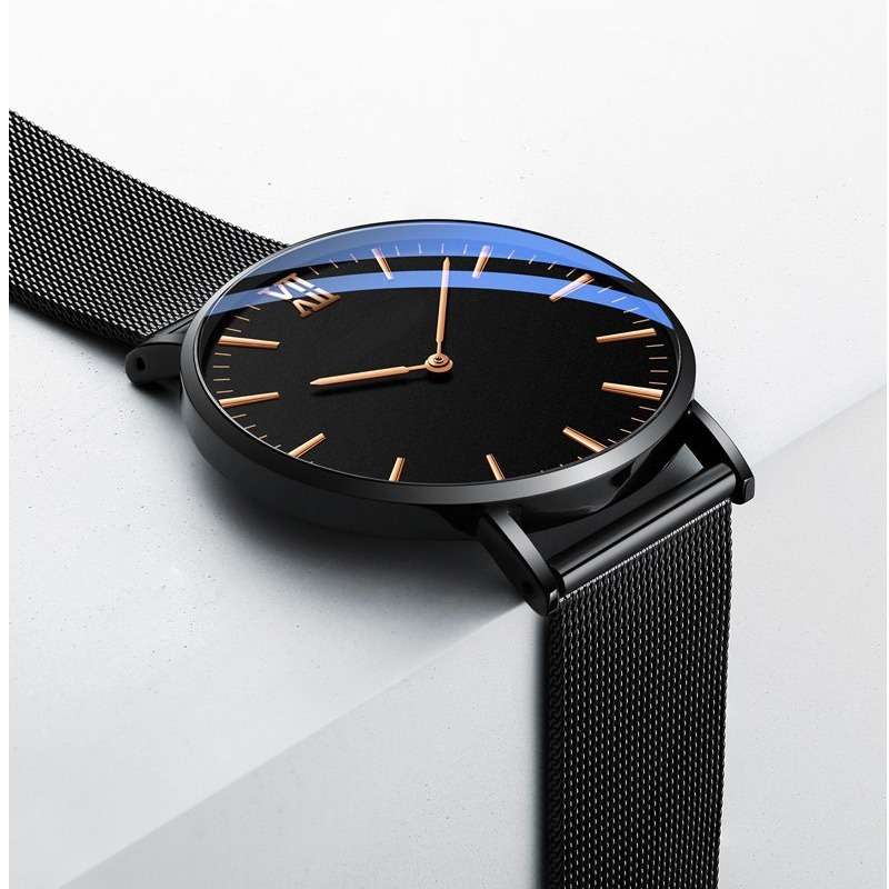 Premium Men Business Quartz Watch With Strap Silvery With White
