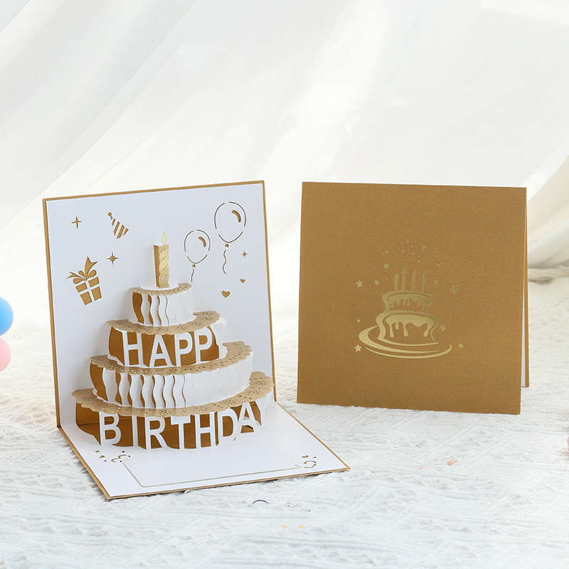 Greeting Cards Items 4 Layer Cake - Golden