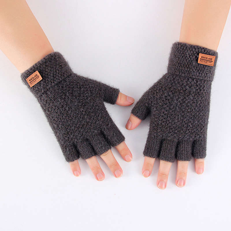 Gloves Color Dark Gray Leather Label