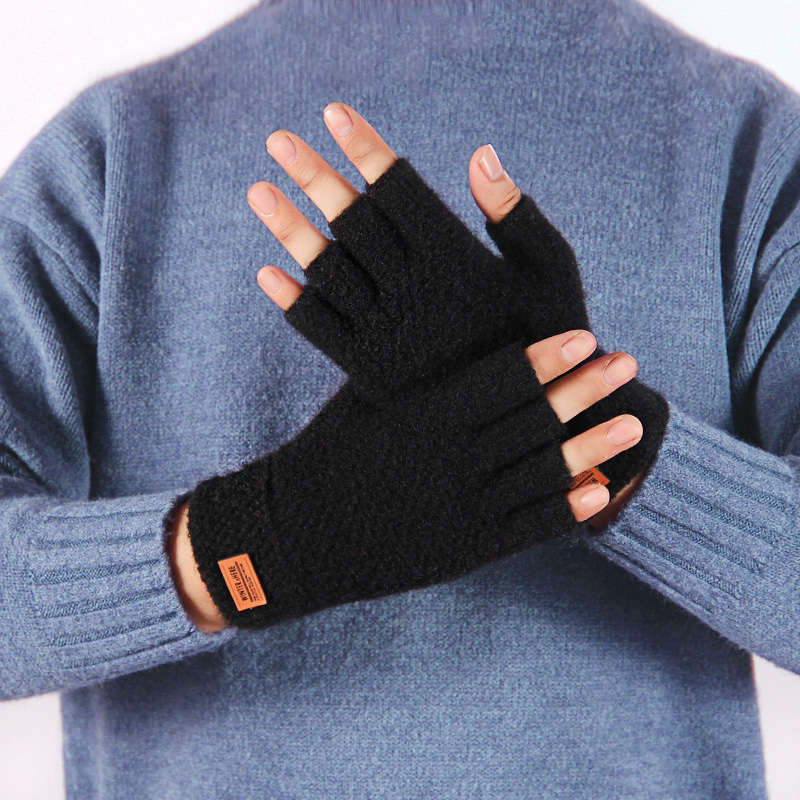 Gloves Color Dark Gray Leather Label