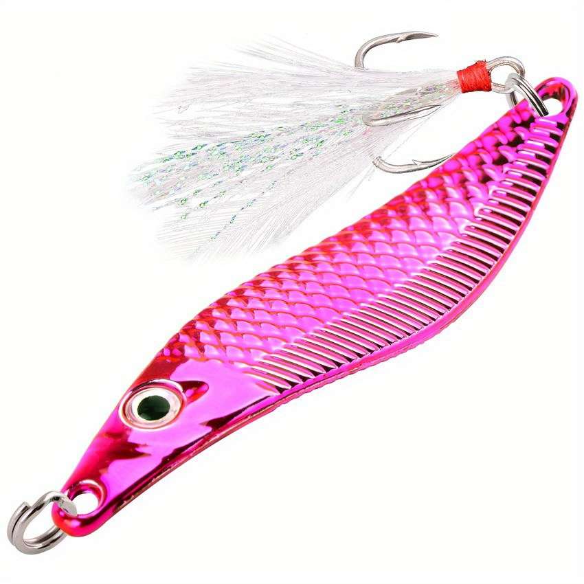 1pc 20g Leech Spinners Spoon Lures  Artificial Bait With Feather Hook Night Fishing Tackle