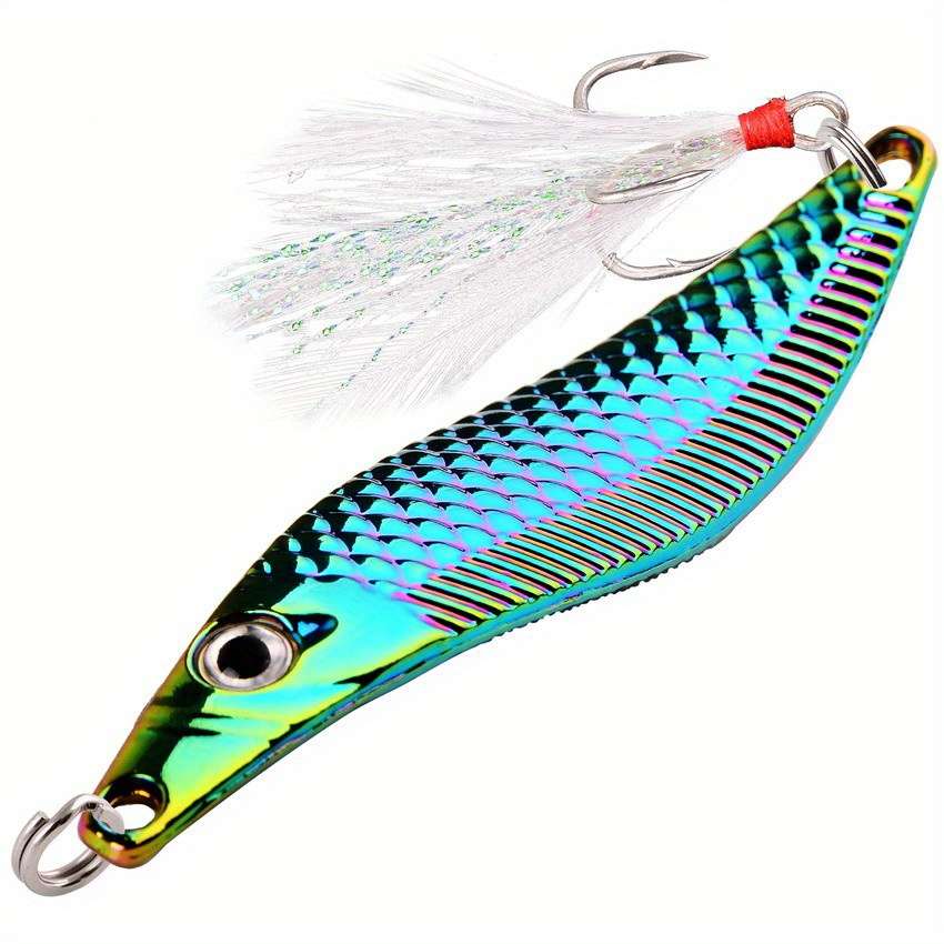 1pc 20g Leech Spinners Spoon Lures  Artificial Bait With Feather Hook Night Fishing Tackle