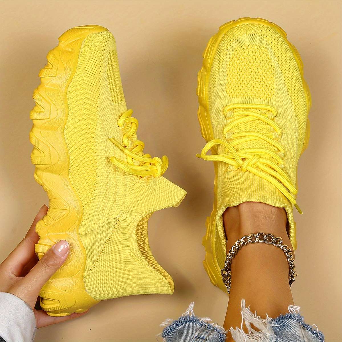 Women S Sneakers Color Yellow Sizeuk 9