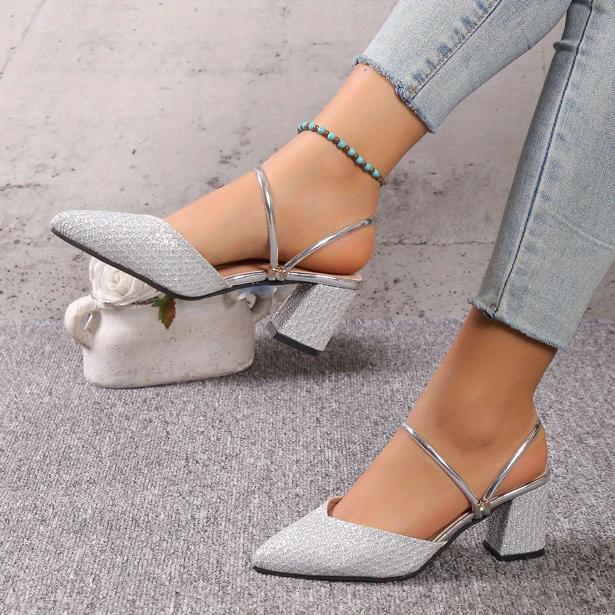 Women S High Heels Color Silvery Grey Sizeuk 4