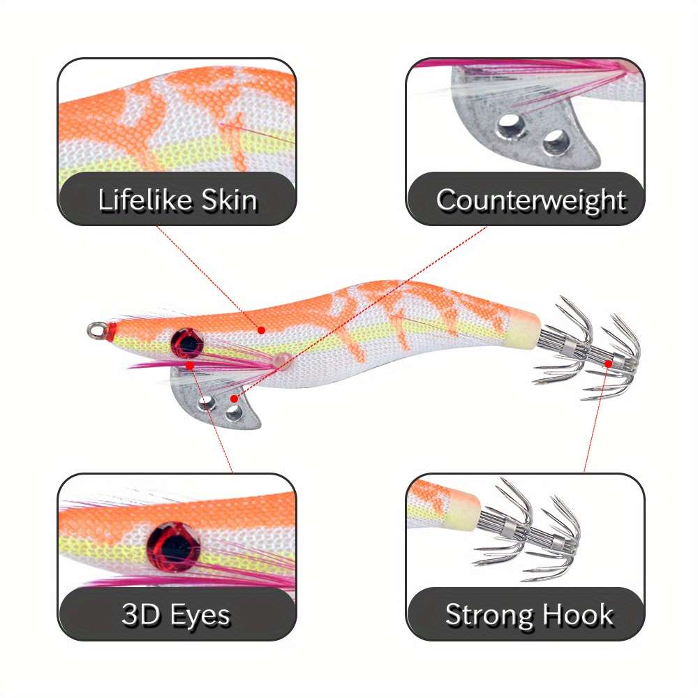 4pcs Luminous Bionic Bait Wood Shrimp  Fishing Tackle 8cm 8g