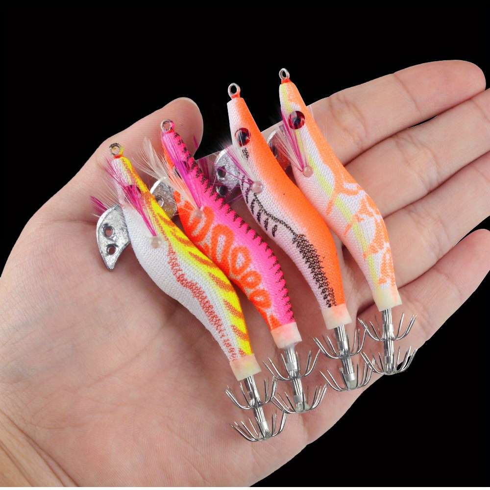 4pcs Luminous Bionic Bait Wood Shrimp  Fishing Tackle 8cm 8g