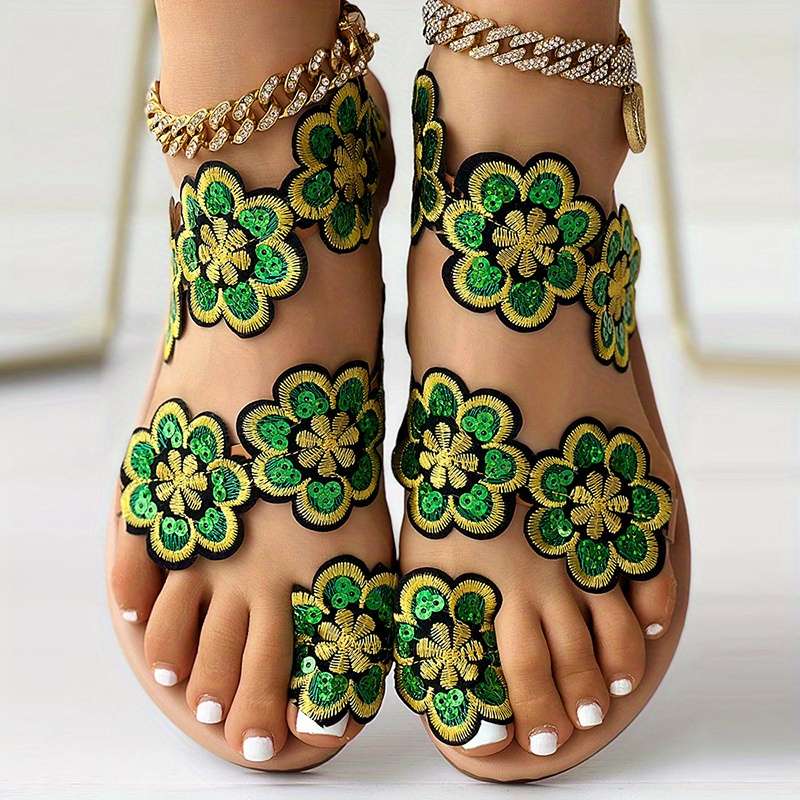 Ladies Summer Flip Flops Green Uk 5