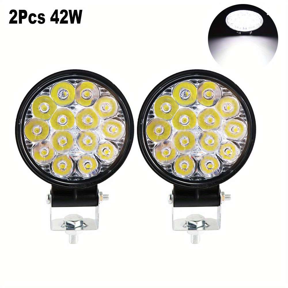 2pcs 14 LED Round LED Work Light Bar Off-Road Light For Trucks Off-Road Vehicle ATV S