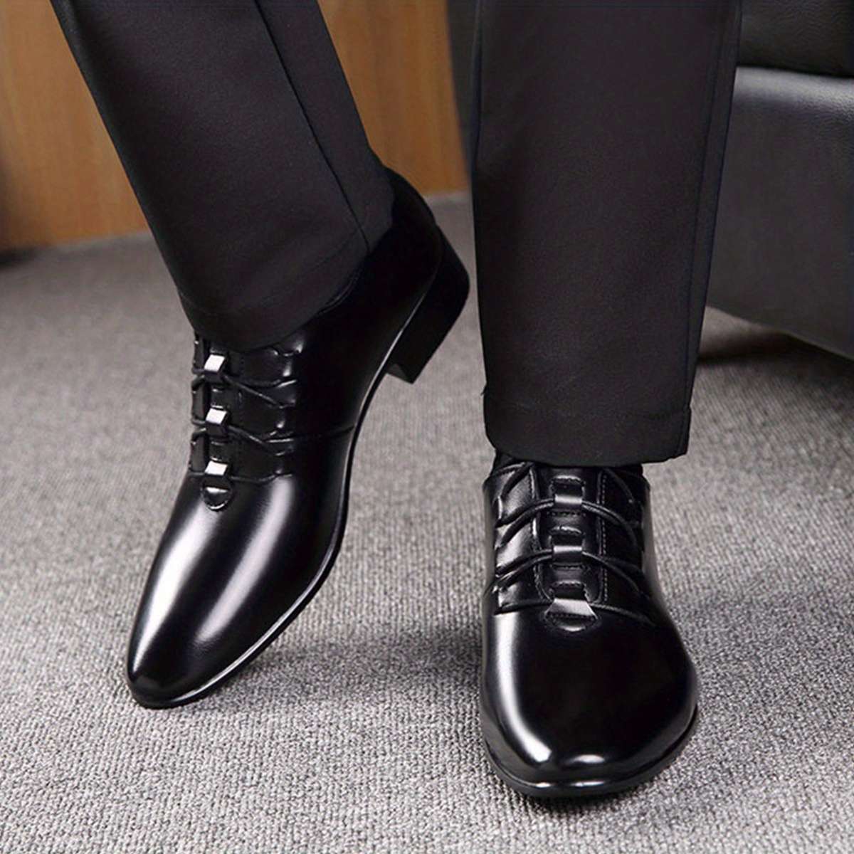 Mens Leather Shoes Color Black Sizeuk 8
