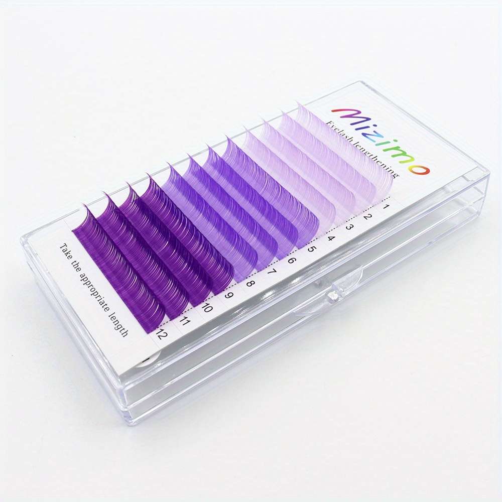 Premium Natural Lash Extensions Color Blue Tricolor Size 007 D 14mm