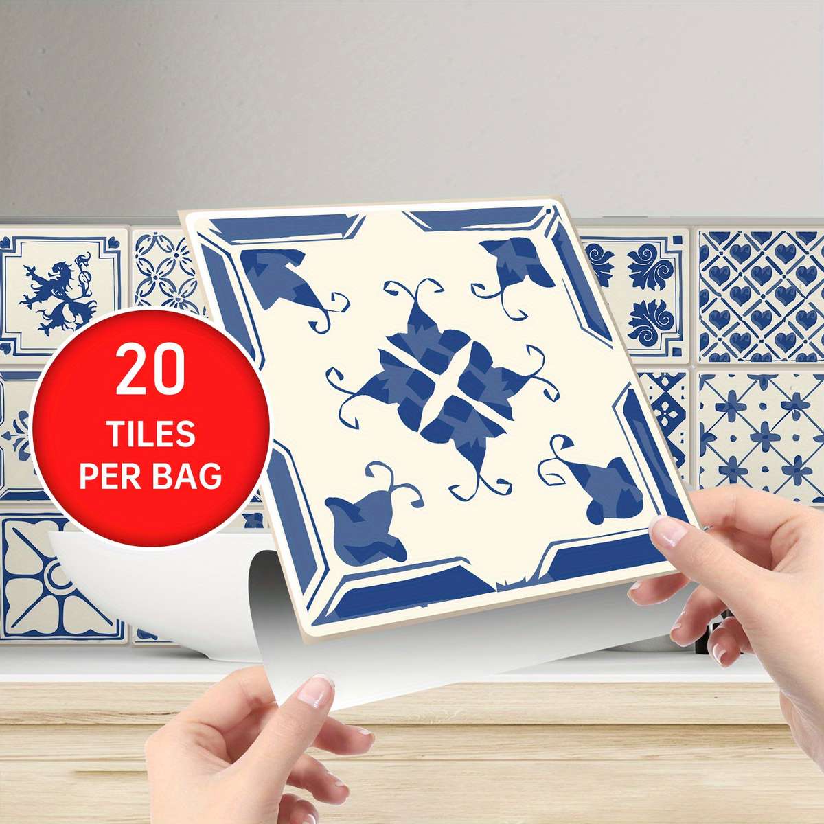 Floor Stickers Color Blue Size 7.87X7.87X1 Set Of 20Pcs