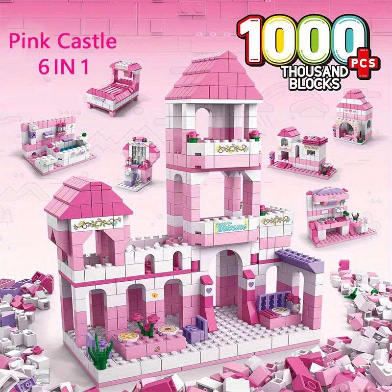 Building Toy Architectural Model Toy Set Color Pink Castle