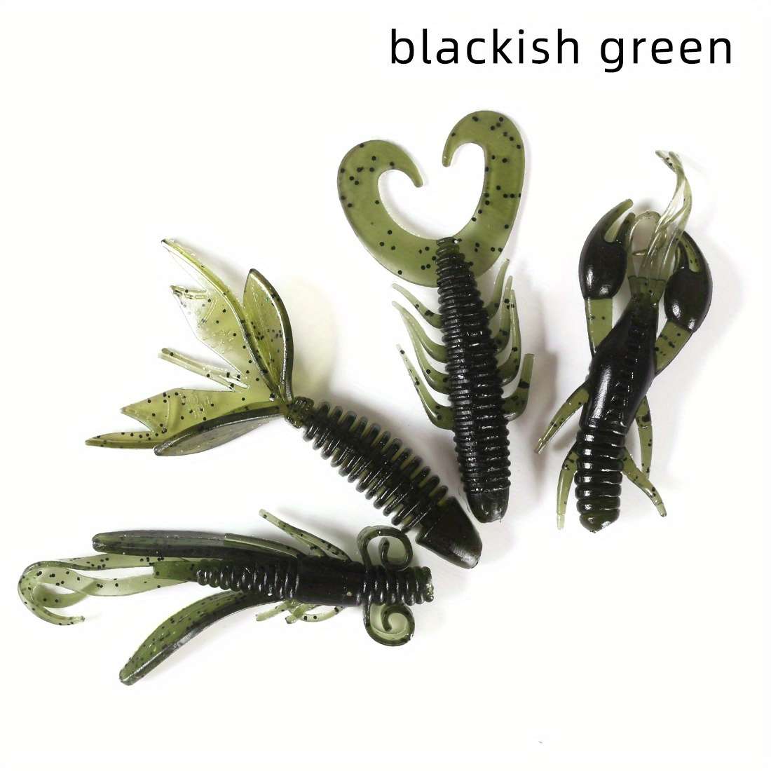 4pcs Anmuka Soft Fishing Lures Realistic Green  Black Lobster Designs 2g Silicone Bait for Bass