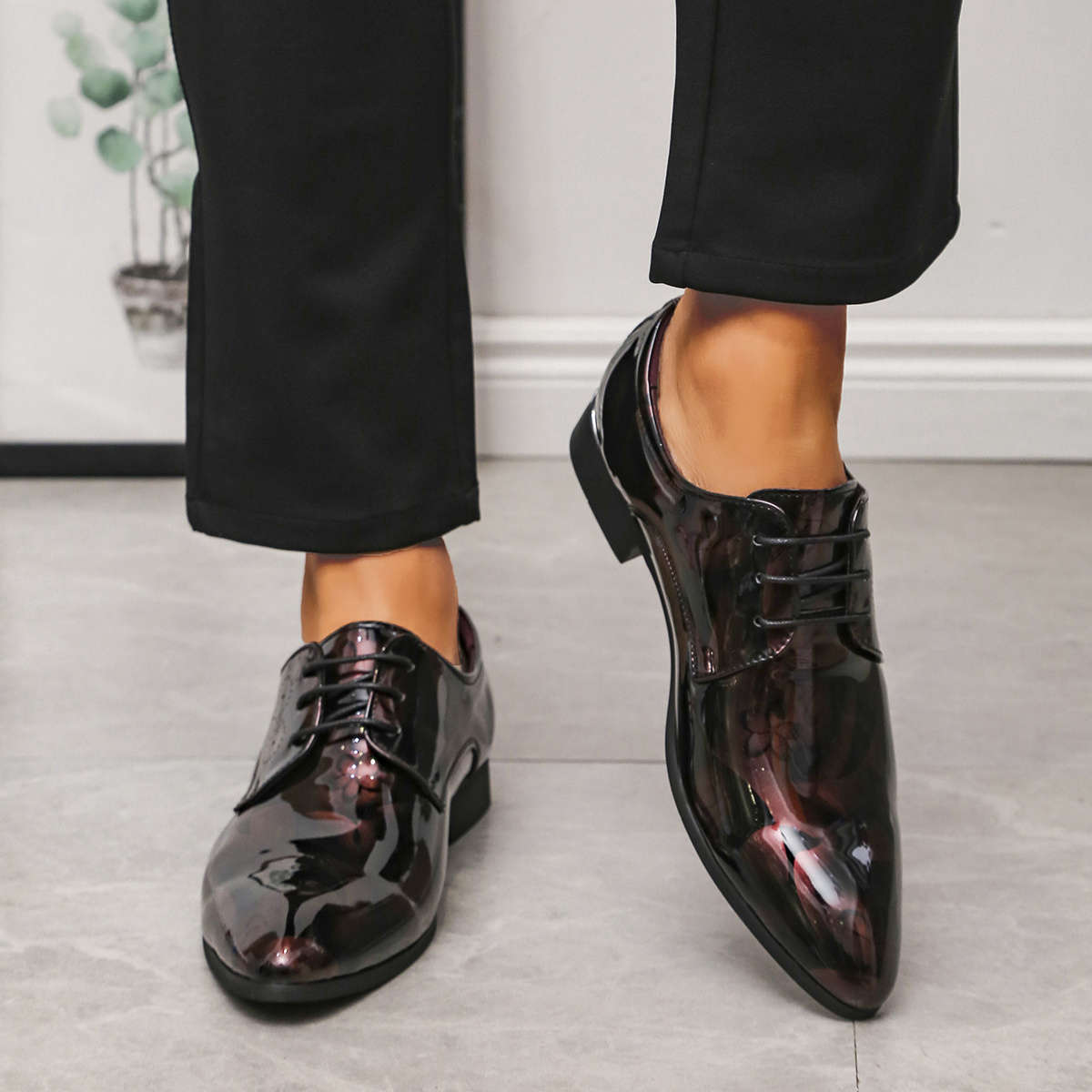 Mens Leather Shoes Color Flowers Red Sizeuk 8
