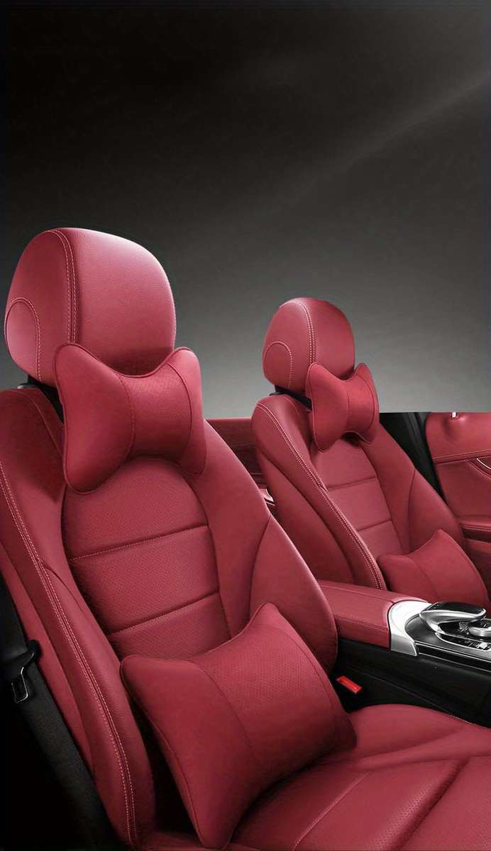 Car Seat Cushion Red Items 2Pcs Headrest