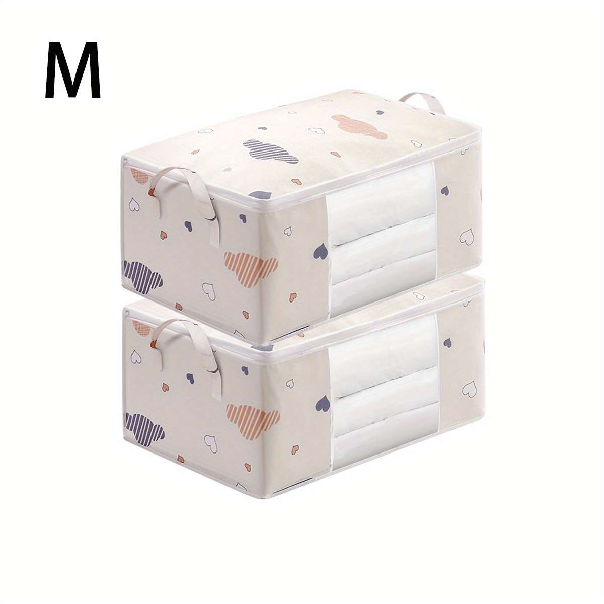 2Pcs Organizer Tote For Quilts Jumbo Clothes Beige Lx