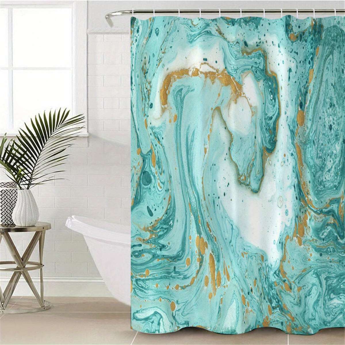 Waterproof Shower Curtain Color Green Marble Pattern Size 71Inch180Cm*71Inch180Cm