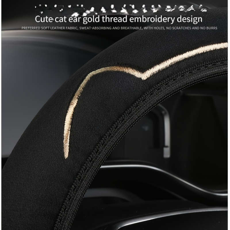 Car Steering Wheel Cover Black+Light White