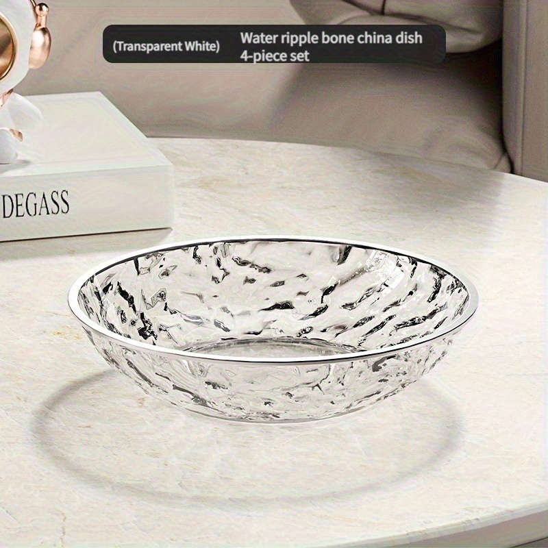 Bowl Color Silvery Edge Round 4Piece Set White