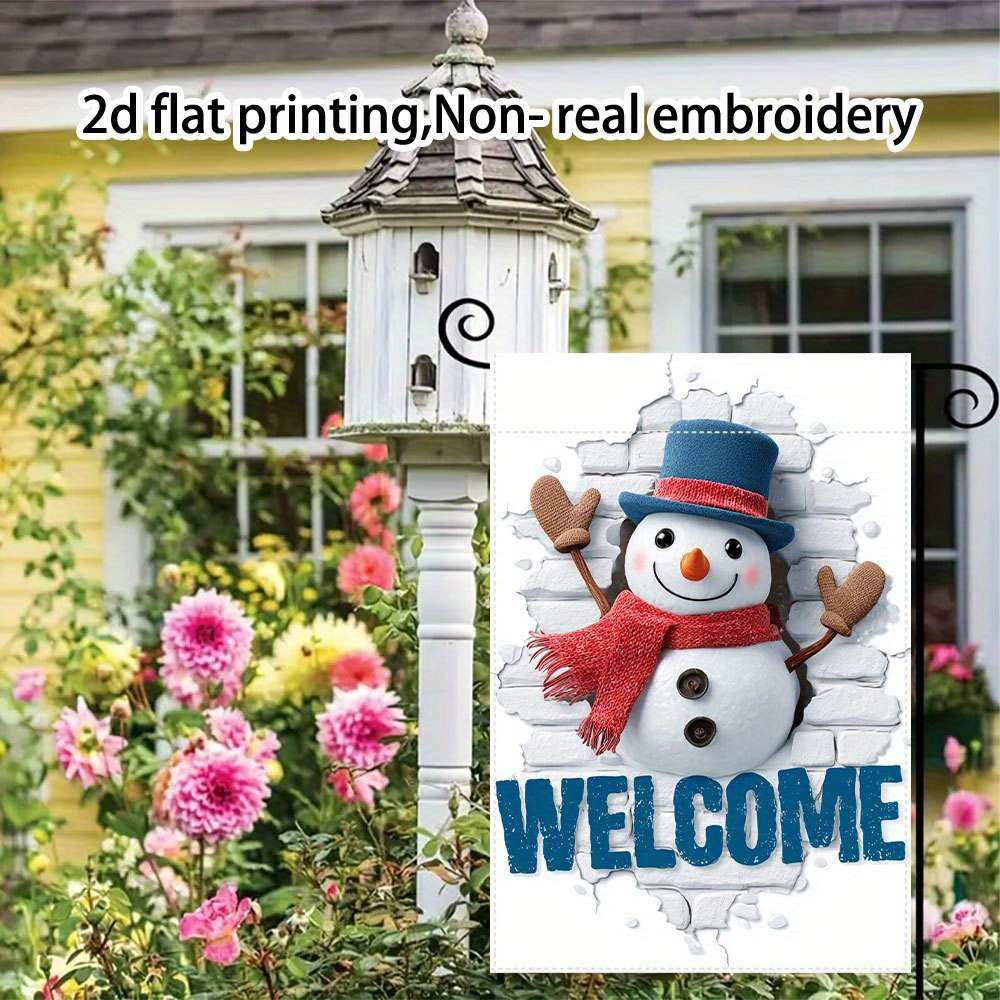 Festive Snowman Welcome Sign 30 97 Cm Double Sided Print With 3D 99X45