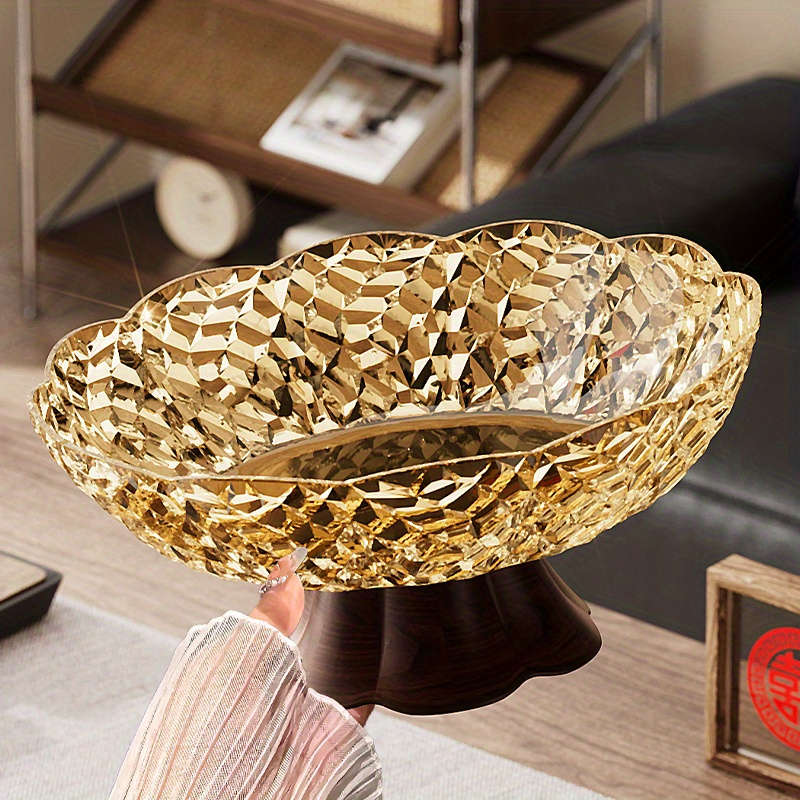 Bowl Color Transparent White With Wood Grain Base