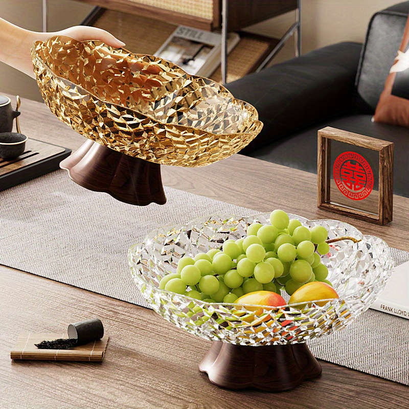 Bowl Color Transparent White With Wood Grain Base