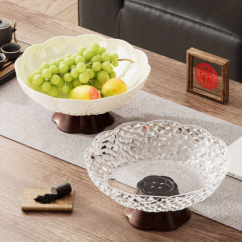 Bowl Color Transparent White With Wood Grain Base