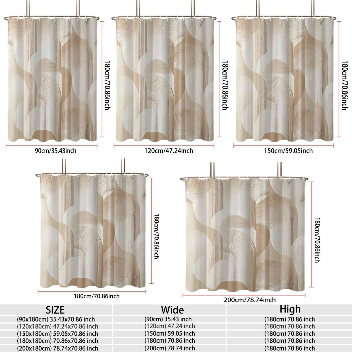 Waterproof Shower Curtain Color Printing Size 180X180Cm