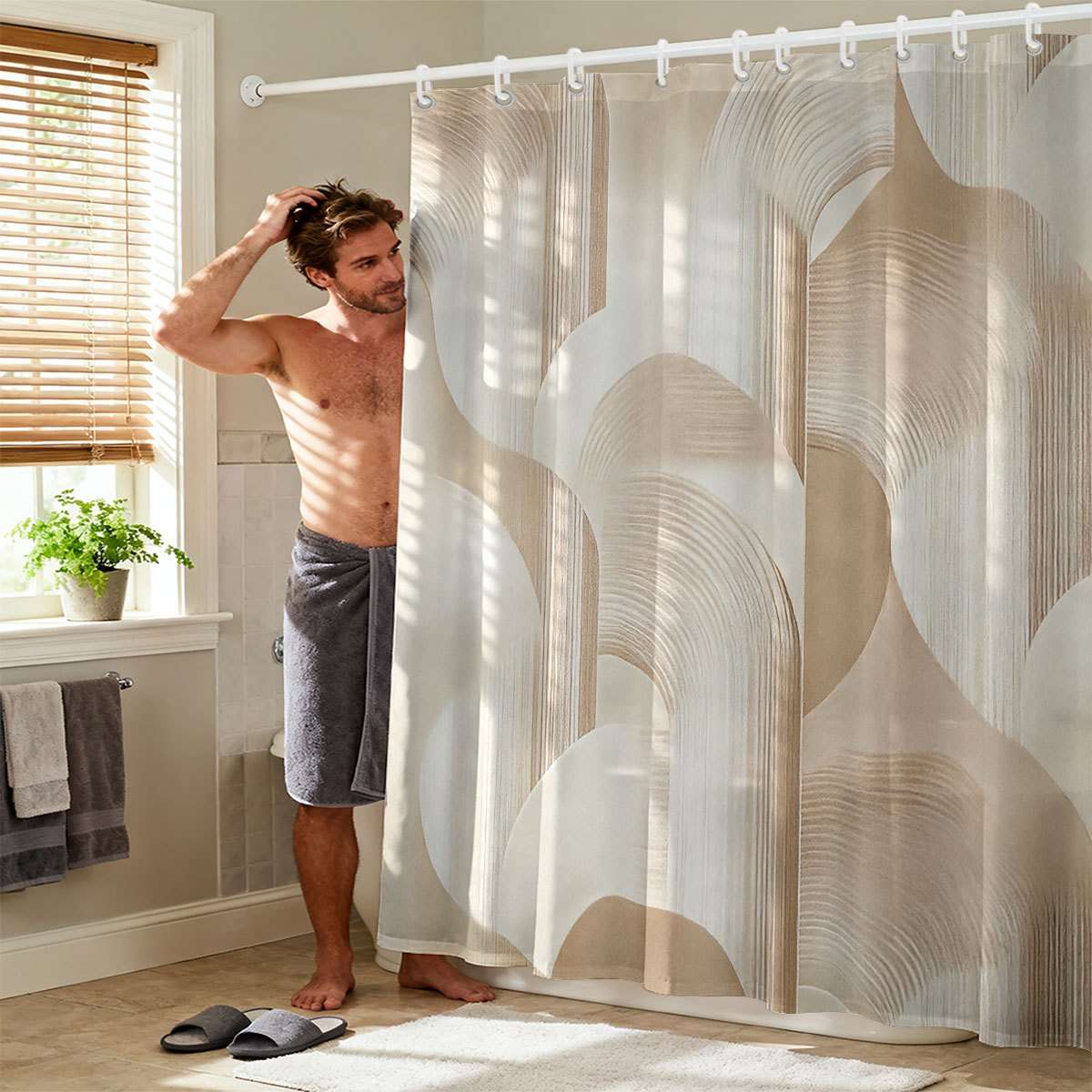 Waterproof Shower Curtain Color Printing Size 90X180Cm