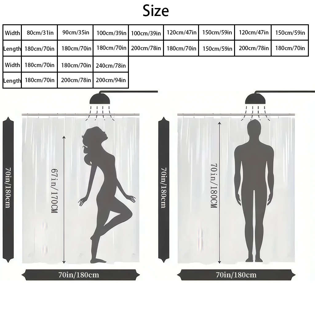 Waterproof Shower Curtain Size 100X200Cm
