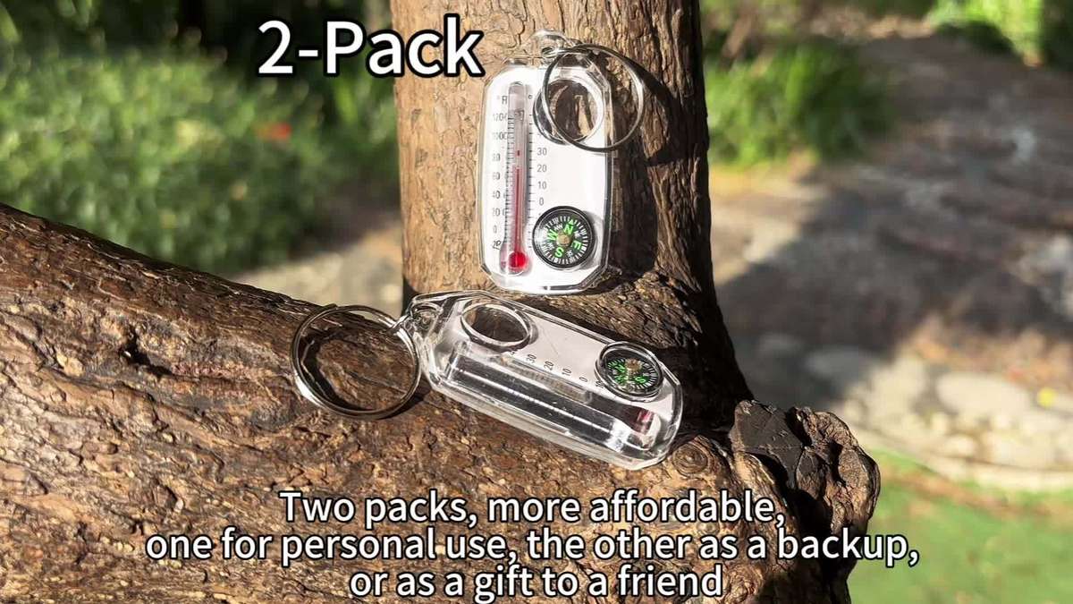 Set Compass Thermometer Magnifying Glass Keychain 4 In 1 Portable Multi